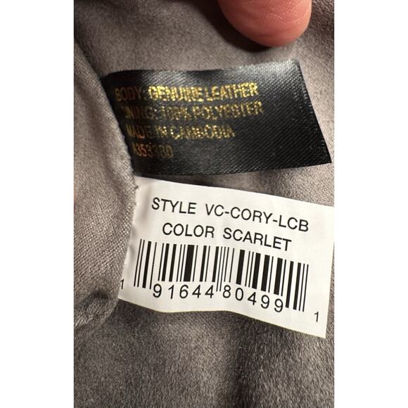 Vince Camuto Red Leather Crossbody Bag Zip Fold Over Adjustable Strap - Picture 6 of 12